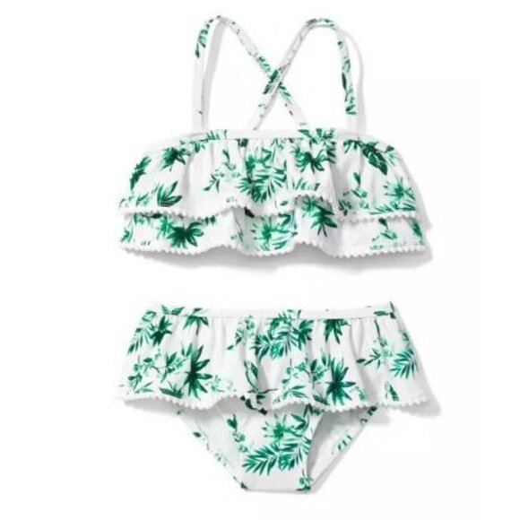 EUC Janie and Jack‎ PARROT PALM RUFFLE 2-PIECE Girls SWIMSUIT 2T - Picture 1 of 10